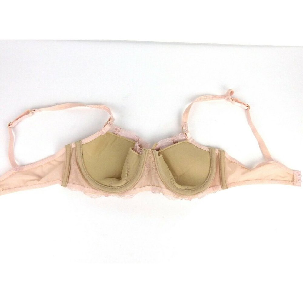 DKNY Belle Du Jour Underwire Balconette Lace Bra Sexy Pink Nude 34B - Picture 10 of 11